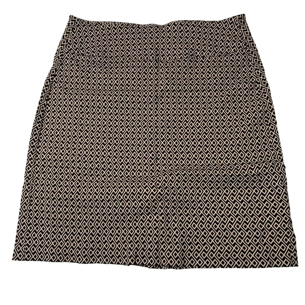 Lulu-B Womens Tan Black‎ Geometric Diamond Print Stretch Pull On Skirt Size 2